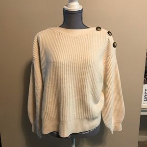 Cream Sweater with Shoulder Buttons Size Small